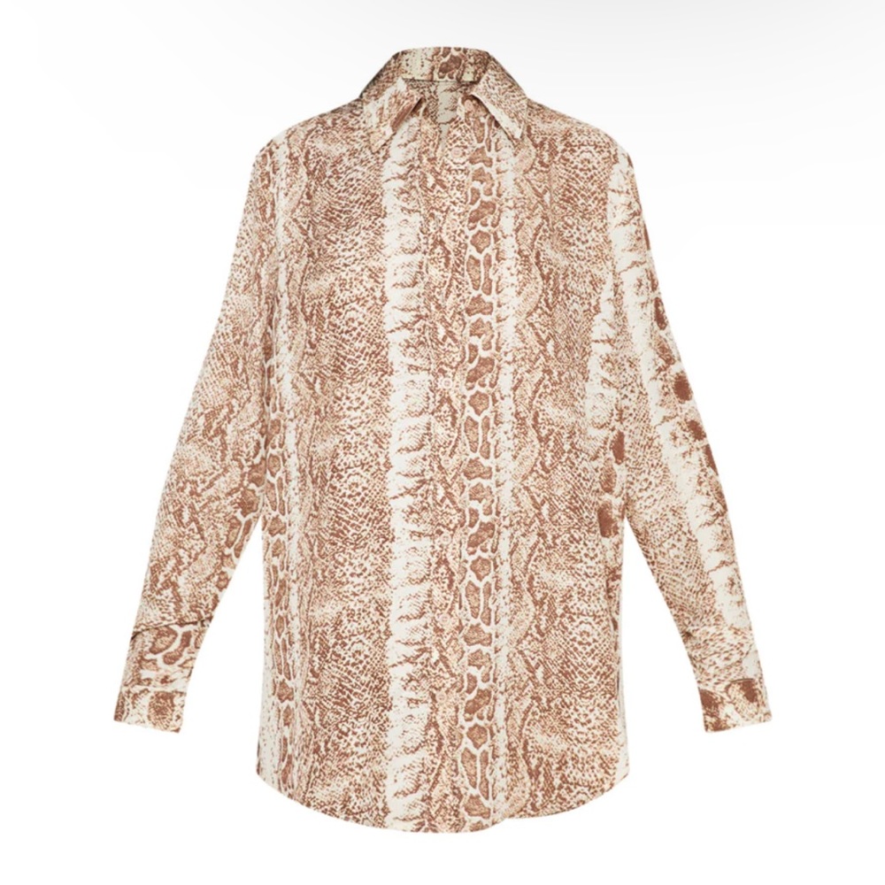 Brand New PLT Brown Snake Print Oversized Shirt. Size 8
